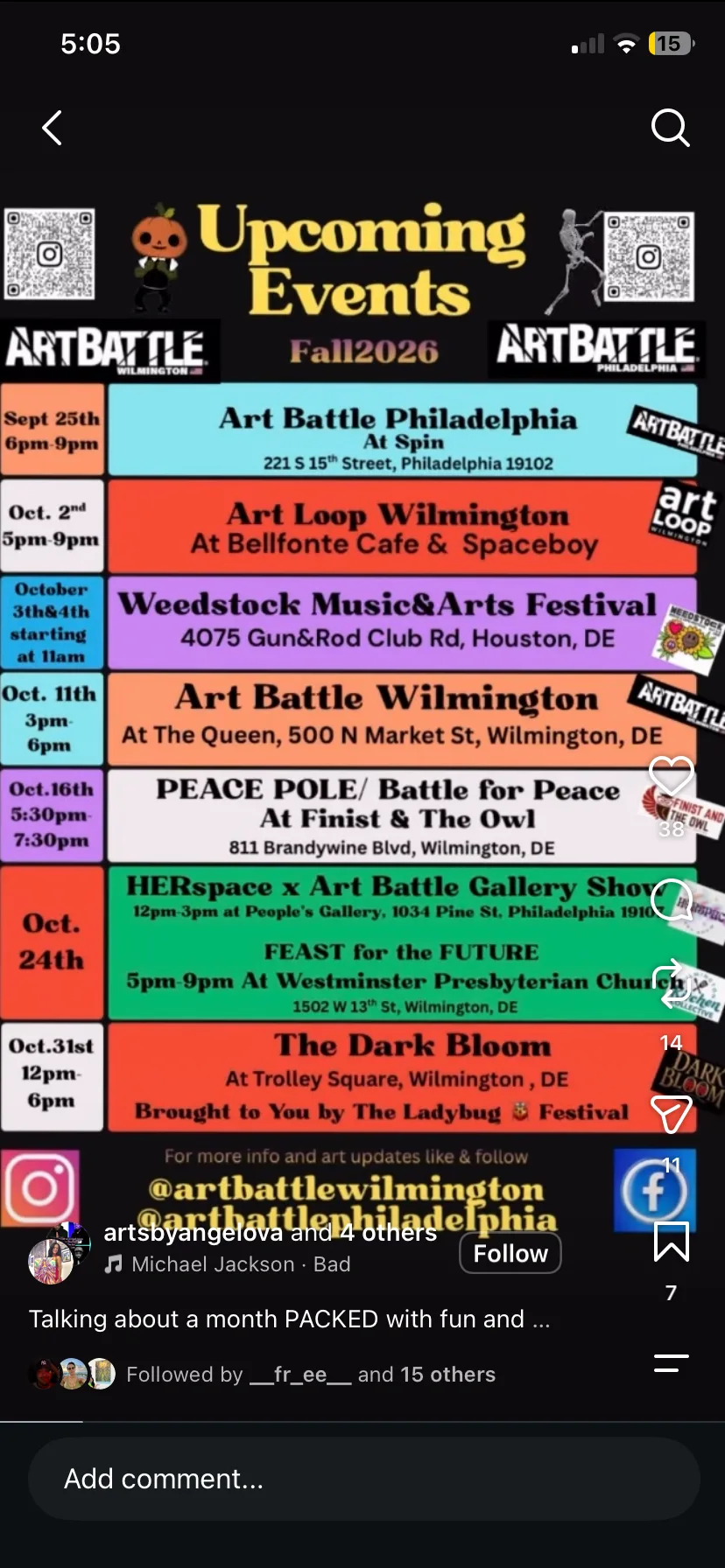 Flyer for Art Loop Wilmington